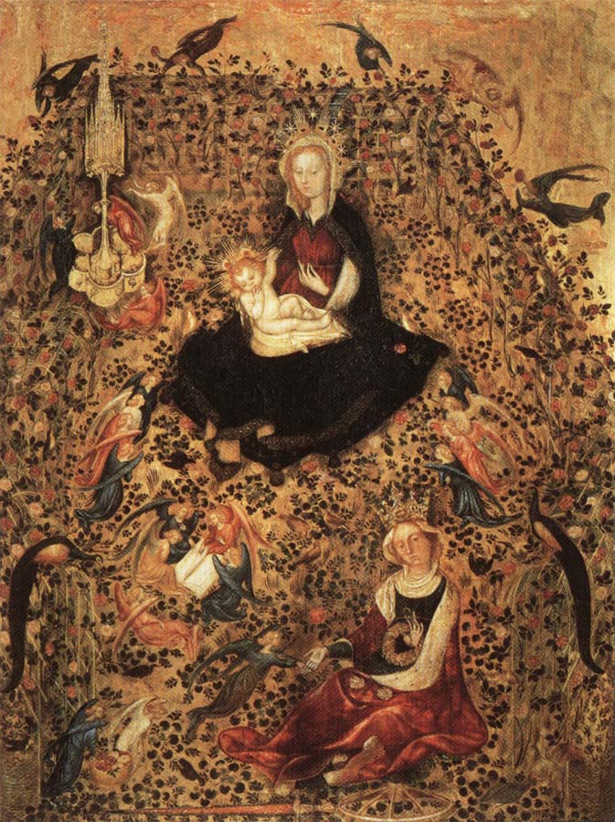 Madonna with Angels in a Rose Garden